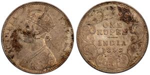 Victoria Empress, Silver Rupee, 11.67g, 1892, (KM 492).