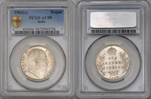 Edward VII, Silver Rupee, PCGS Genuine, AU58, 1903, (KM 508).