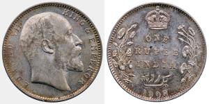 Edward VII, Silver Rupee, 11.66g, 1905, (KM 508).