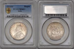 George V, Silver Rupee, 1912, Bombay Mint, PCGS MS62+, (KM 524).