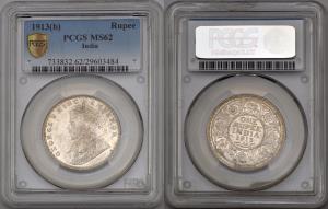 George V, Silver Rupee, 1913, Bombay Mint, PCGS MS62, (KM 524).