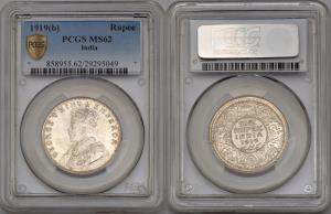 George V, Silver Rupee, 1919, Bombay Mint, PCGS MS62, (KM 524).