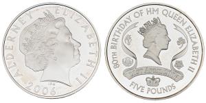 Alderney, Elizabeth II, Silver 5 Pounds, 28.18g, 2006, (KM 133a).