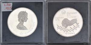Canada, Elizabeth II, Silver 10 Dollar, 48.6g, 1975, Olympic Series (KM 102).