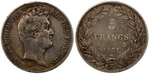 France, Louis Philippe I, Silver 5 Francs, 24.48g, 1831, (KM 745).