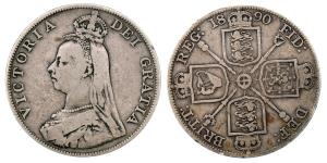 Great Britain, Silver Double Florin, 21.96g, 1890 (KM 763).