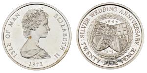 Isle of Man, Elizabeth II, Silver 25 Pence, 29.08g, 1972 (KM 25).