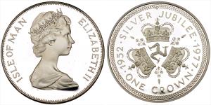 Isle of Man, Elizabeth II, Silver Crown, 28.53g, 1977, (KM 41).