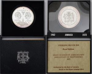 Jamaica, 10 Dollars, 49.2g, 1972, (KM 60). In original box of issue.
