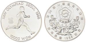 Korea, XXIV Olympiad Seoul, Silver, 10000 Won, 33.54g, 1986 (KM 56).