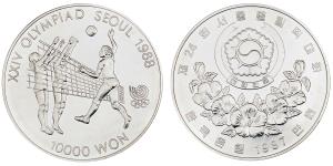 Korea, XXIV Olympiad Seoul, Silver, 10000 Won, 33.34g, 1987, (KM 63).