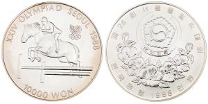 Korea, XXIV Olympiad Seoul, Silver, 10000 Won, 33.28g, 1988, (KM 75).