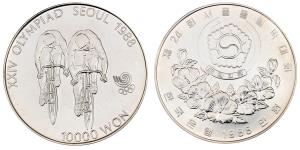 Korea, XXIV Olympiad Seoul, Silver 10000 Won, 33.18g, 1988, (KM 76).