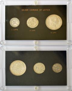 Latvia (3), Silver 5 and 2 Lati, and Silver Lats, 1932, 1926 and 1924 (KM 9, 8 & 7). (3)