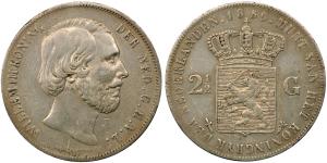 Netherlands, Willem III Koning, Silver 2 ½ Gulden, 24.72g, 1856, (KM 82).