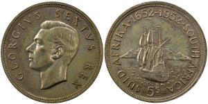 South Africa, George VI, 5 Schilling, 28.23g, 1952, (KM 41).