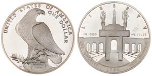 United States of America, Los Angeles, Silver Dollar, 26.4g, 1984, (KM 210). In original b