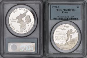 United States of America, Silver Dollars, 1991, P Mark, Korea War type, Certified by PCGS 