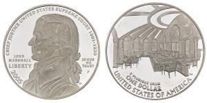 United States of America, John Marshall, Silver Dollar, 27.35g, 2005, (KM 375). In origina