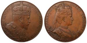 Edward VII Coronation Medal, Copper, 80.55g, bust of the Emperor to right on obv., bust of