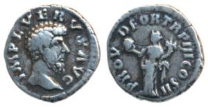 Roman, Lucius Verus (161-169 AD), Silver Denarius, 3.0g, obv. bare head to right with lege