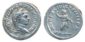 Roman, Caracalla (198-217 AD), Silver Denarius, 2.78g, obv. laureate head to right with le