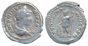 Roman, Caracalla, Silver Denarius, 3.07g, obv. laureate head to right with legend ANTONINV