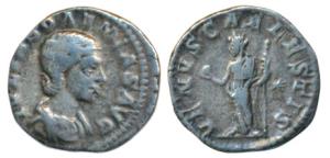 Roman, Julia Soaemias (218-222 AD) (mother of Elagablaus), Silver Denarius, 3.5g, obv. dra