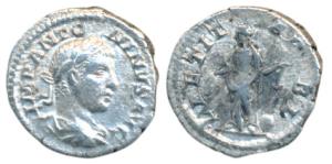 Roman, Elagabal (218-222 AD), Silver Denarius, 3.0g, obv. laureate and draped bust to righ