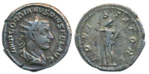 Roman, Gordian III (238-244 AD), Silver Denarius, 4.37g, obv. radiate, draped and cuirasse
