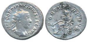 Roman, Gordian III, Silver Denarius, 4.33g, obv. radiate, draped and cuirassed bust to rig