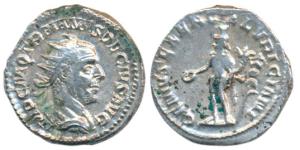 Roman, Trajan Decius (249-251 AD), Silver Antoninianus, 4.0g, obv. radiate, draped, and cu