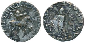 Indo-Scythians, Azes, Silver Tetradrachm, 8.2g, obv. king mounted on a horse to right hold