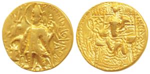 Kushanas, Vashishka (c. 245-266 AD), Gold Dinar, 7.62g, obv. king standing left, holding a