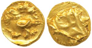 Vijayanagar, Achyuta Deva Raya (1529-1542 AD), Gold ½ Pagoda, 1.69g, Gandabherunda (2-head