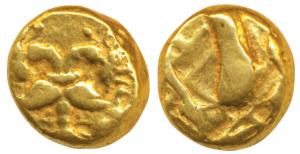 Vijayanagar, Achyuta Deva Raya, Gold Pagoda, 3.38g, Gandabherunda (2-headed mythical bird)