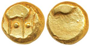 Anonymous, Hudki Gold Pagoda, 3.33g, a boat like uncertain symbol on obv., possibly the Go