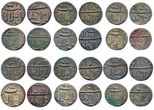 Akbar (AH 963-1014, 1556-1605 AD), Silver Rupee (12), Ahmedabad Mint, complete set of 12 (