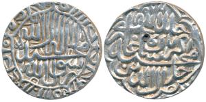 Akbar, Silver Rupee, 11.40g, Agra Mint (off flan), Kalima type, AH 976, legend within scal