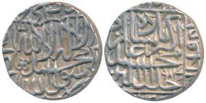 Akbar, Silver Rupee, 11.40g, mint name off flan, stylization that of Agra Mint, AH 984. Ex