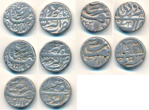 Jahangir, Silver Rupee (5), Akbarnagar Mint, Months Khurdad RY 11; Mihr RY 17; Isfandarmuz