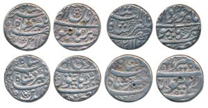 Jahangir, Silver Rupee (4), Burhanpur Mint, Months Tir RY 11; Di RY 8; Khurdad; Aban (KM 1