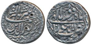 Jahangir, Silver Rupee, Lahore Mint, Month Farwardin RY 10, ornamental type (KM 145.11). V