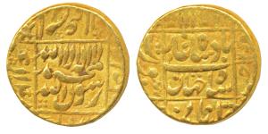 Shah Jahan, Gold Mohur, 10.74g, Surat Mint, AH 1048/12, legend within square area, complet