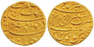 Aurangzeb, Gold Mohur, 10.88g, Mustaqir al-Khilafat Akbarabad Mint, AH 1100/32 (KM 315.5).