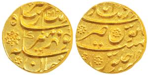 Aurangzeb, Gold Mohur, 10.97g, Aurangabad Mint, AH 1082/14, complete mint name at top on r