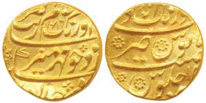 Aurangzeb, Gold Mohur, 10.91g, Aurangabad Mint, AH 1086/18, complete mint name at top on r