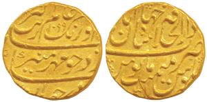 Aurangzeb, Gold Mohur, 10.89g, Dar al-Khilafat Shahjahanabad Mint, AH 1099/31, complete mi
