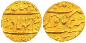 Shah Alam Bahadur (AH 1119-1124, 1707-1712 AD), Gold Mohur, 10.97g, Ahmednagar Mint, AH 11