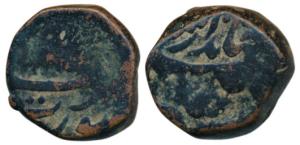 Jahandar Shah, Copper Paisa, 13.72g, Surat Mint (KM 360.7). Fine+, Rare.